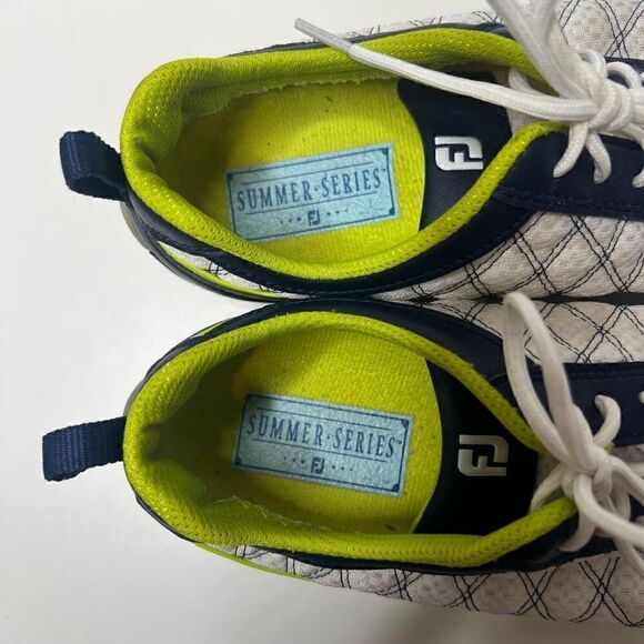 FootJoy Summer Series Golf Shoes Womens Size 7.5 White Navy Spikes - Picture 5 of 7